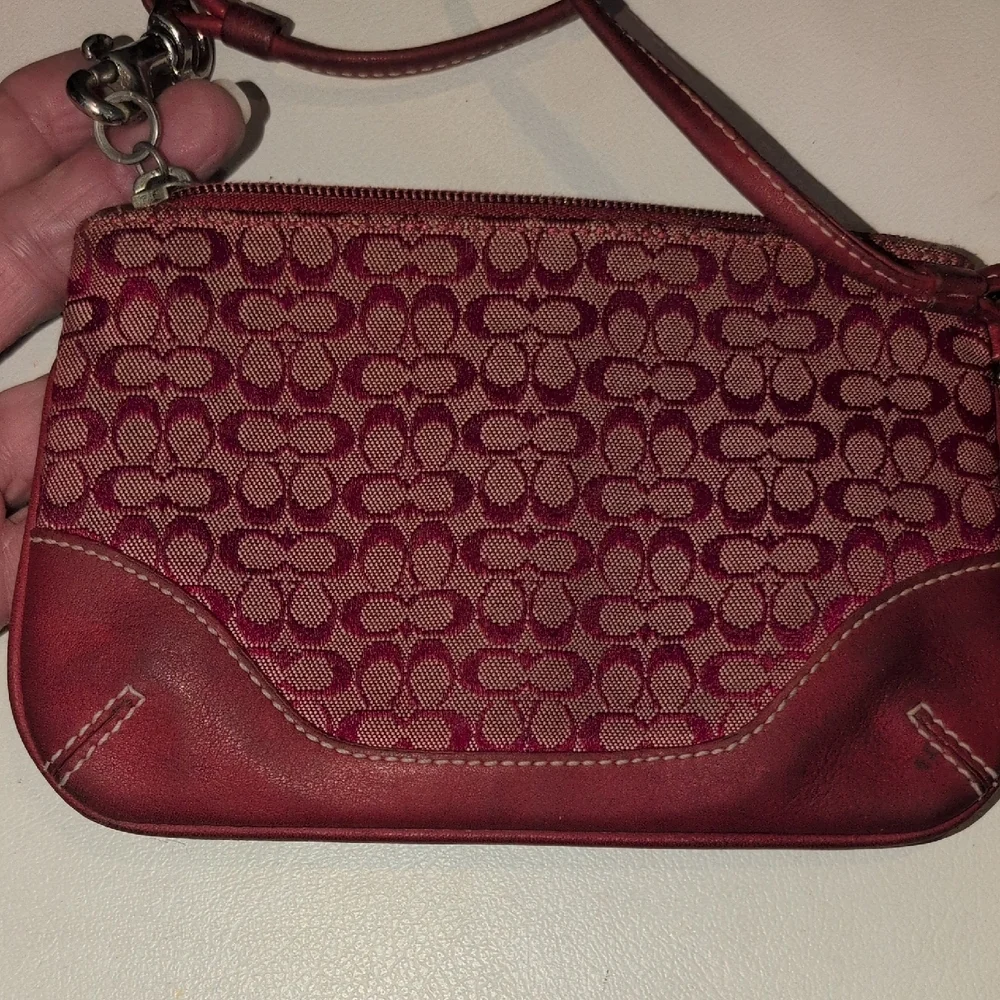 Coach Signature C Red Wristlet - Vintage